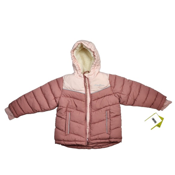 Eddie Bauer Jacket Girls 2T Pink Puffer‎ Fleece Full Zip Hoodie Toddler Kids NWT